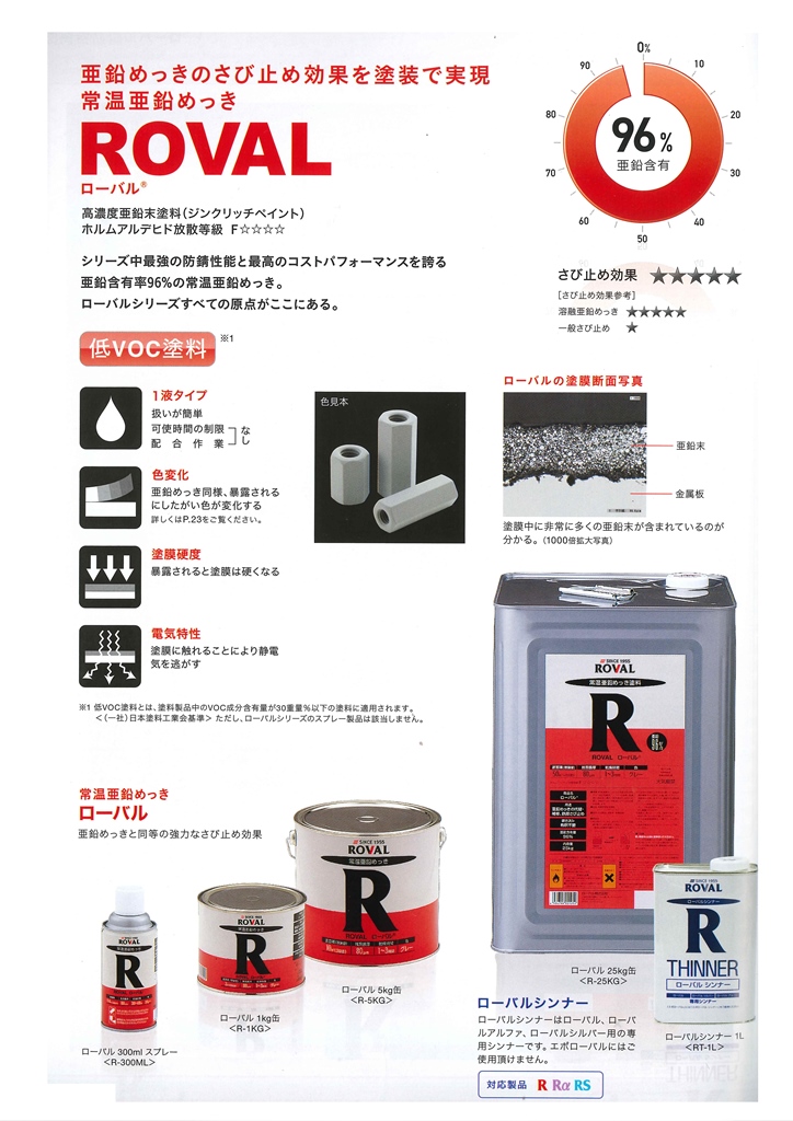 ローバルスプレー　ROVAL　300ml　亜鉛含有96％【ローバル】 常温亜鉛めっき ジンクリッチペイント さび止め 防食 めっきの補修 防錆 重防食 鉄 塗り替え