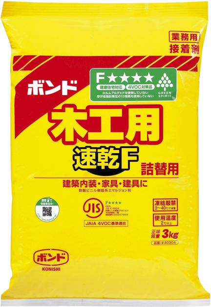 ボンド木工用速乾F(ポリ袋)3kg　1箱（6袋）#40304【コニシ】※納期10日~2週間ほど