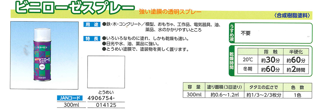 ビニローゼスプレー　300ML　とうめい【サンデーペイント】