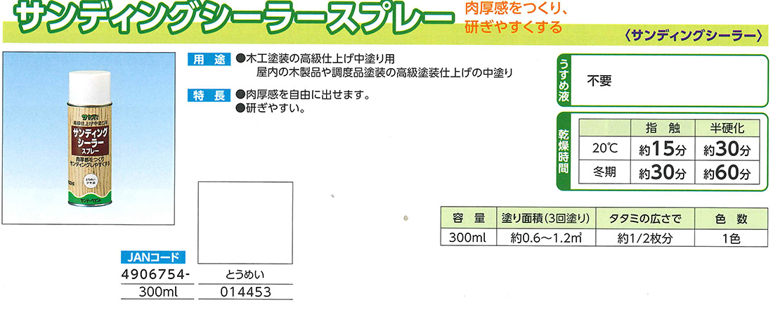 サンディングシーラースプレー　300ML　とうめい【サンデーペイント】