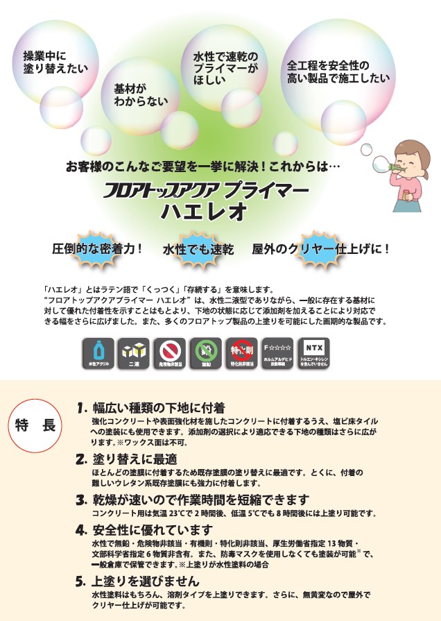 フロアトップアクアプライマーハエレオ　浸透添加剤　2kg（5.5kgセット用）【アトミクス】