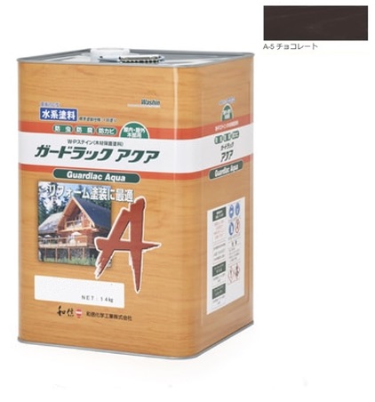 ガードラックアクア Ｗ・Ｐステイン チョコレート A-5 14K缶【和信化学工業株式会社】 屋内外用 水性 半造膜 塗りつぶし 高耐久 防虫 防腐 保護