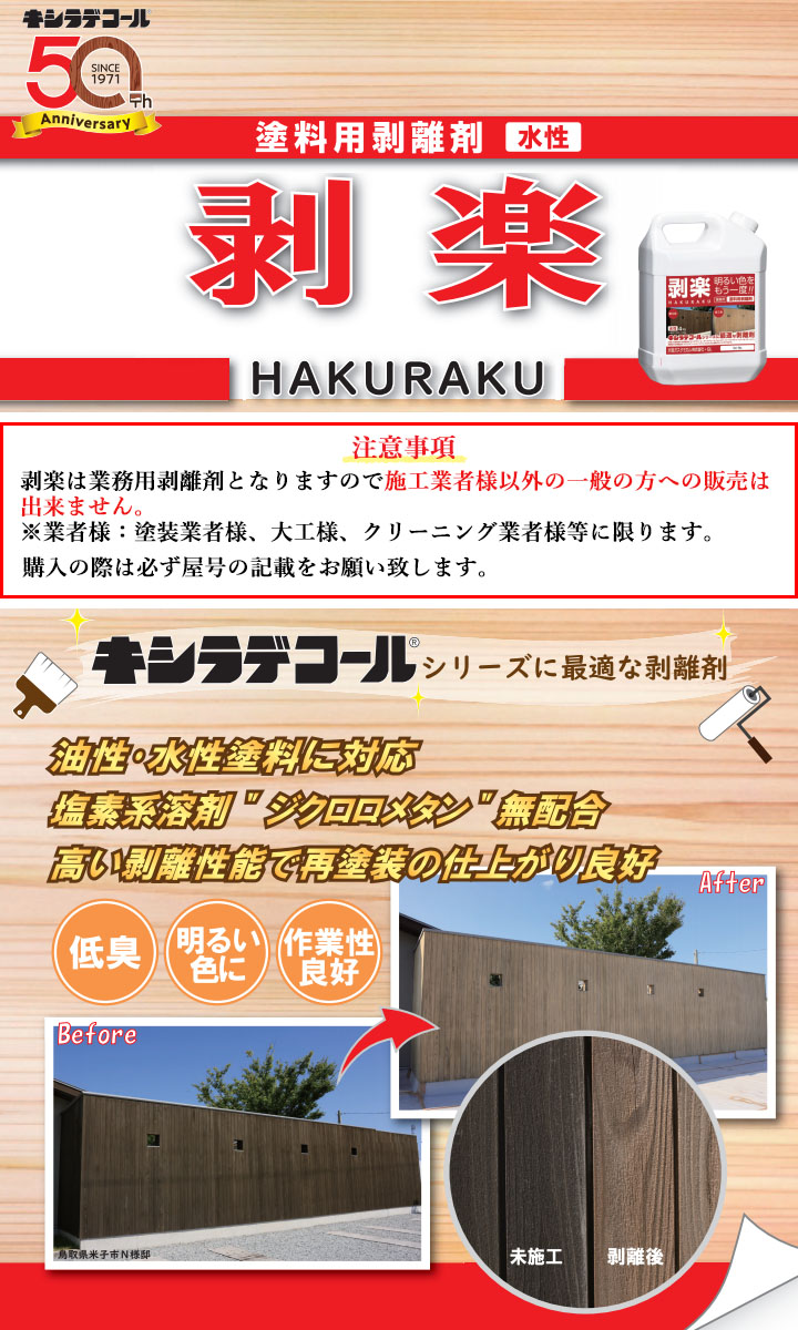 水性木部剥離剤　剥楽-HAKURAKU-　4.1kgセット【大阪ガスケミカル株式会社】