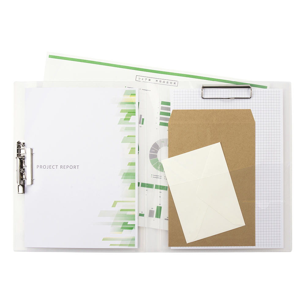 Wファイル・A4（033802）　クリア【デビカ】