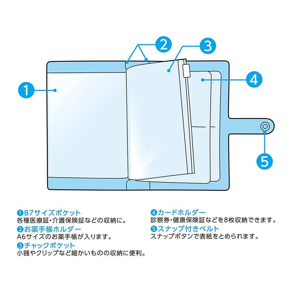 お薬手帳&カードホルダー　ソフトグリーン（044010）　1個【デビカ】