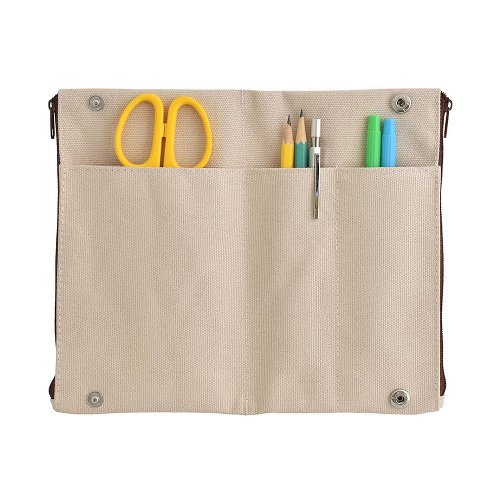 らいおんWファスナーペンケース　ベージュ（044156）　1個【デビカ】