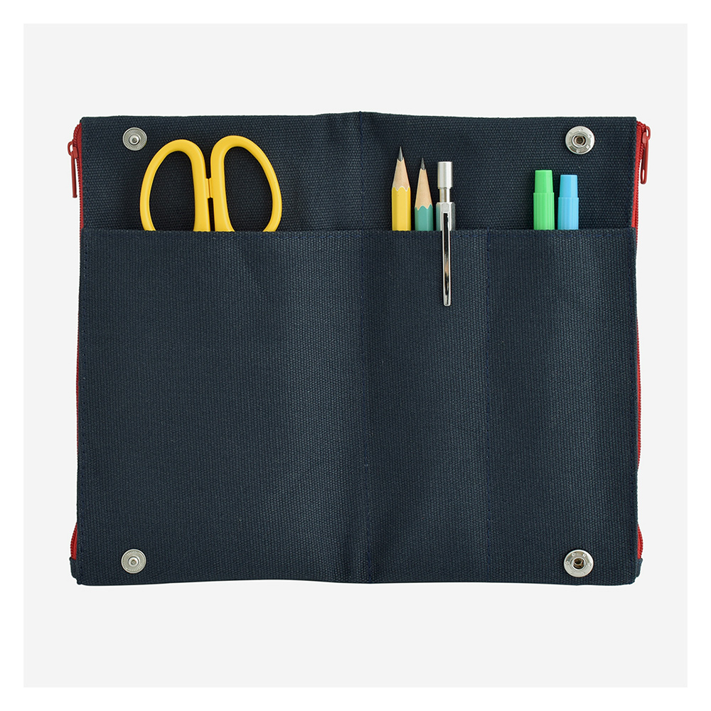 らいおんWファスナーペンケース　ネイビー（044157）　1個【デビカ】