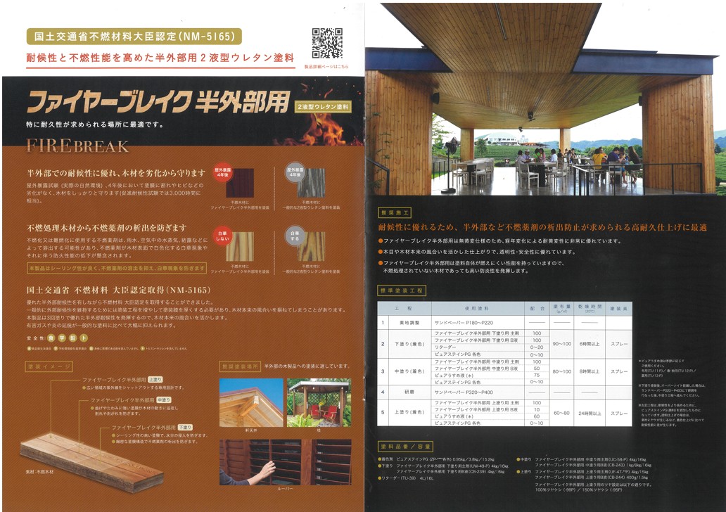 ファイヤーブレイク (半外部用)　上塗り(艶消し100%)(UF-47-99P)　16.5Kgセット【玄々化学株式会社】不燃塗料・溶剤