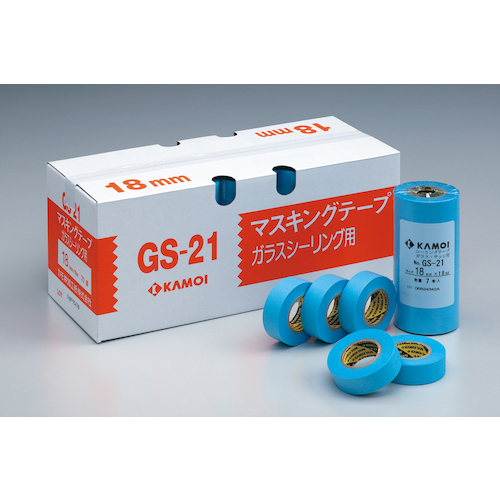 カモ井　マスキングテープガラスサッシ用 GS-21 18mm（7巻入）（GS21JAN18）331-3964