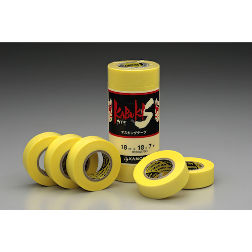 カモ井　マスキングテープ車両塗装用 カブキS 18mm（7巻入り）（KABUKISJAN18）308-5431