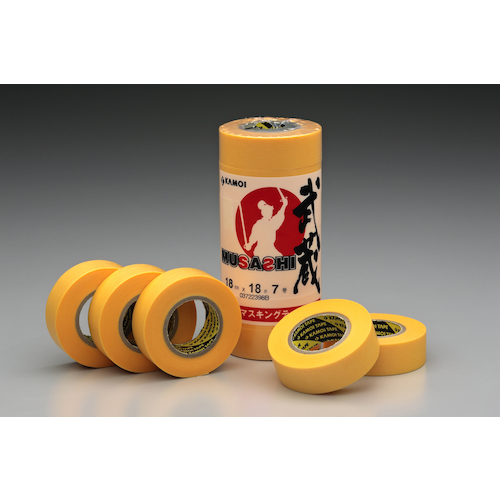 カモ井　和紙マスキングテープ　武蔵　18mm　7巻入り（MUSASHIJAN18）391-3350
