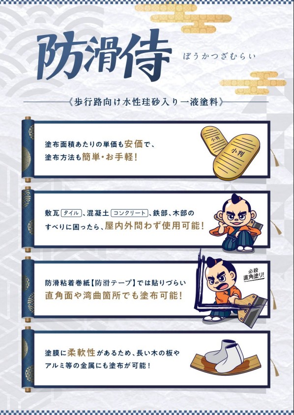 防滑侍 650g 各色 【関西パテ化工株式会社】水性 屋内 屋外 すべり止め タイル コンクリート 鉄部 木部