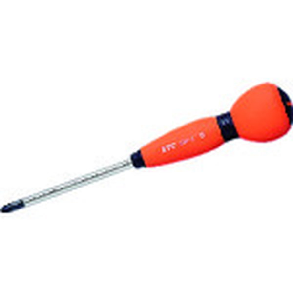 ＫＴＣ　グリップドライバー　ソフトラウンドドライバ　クロスＮｏ．１　軸長７５ｍｍ　（D8P-1）【京都機械工具（株）】