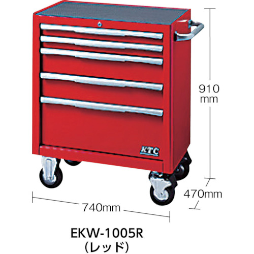 ＫＴＣ　ローラーキャビネット（７段７引出し）レッド（EKW-1007R）＊代引き不可、個人宅配送不可