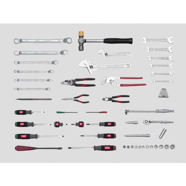 ＫＴＣ　整備用工具セット　シルバー　間口４１０×奥行２１０×高さ１５０ｍｍ　４８点セット　（SK3481S）【京都機械工具（株）】