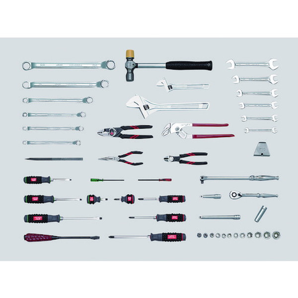 ＫＴＣ　整備用工具セット　シルバー　間口４１０×奥行２１０×高さ１５０ｍｍ　４８点セット　（SK3481S）【京都機械工具（株）】