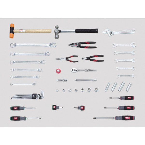 ＫＴＣ　整備用工具セット　ツールステーションセット　可動式３段トレイ　シャッター付　４８点セット　（SK7006A）【京都機械工具（株）】