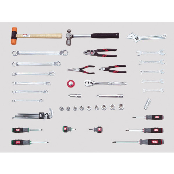 ＫＴＣ　整備用工具セット　ツールステーションセット　可動式３段トレイ　シャッター付　４７点セット（SK7011）【京都機械工具（株）】