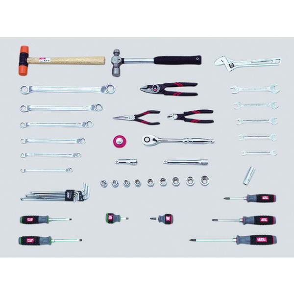 ＫＴＣ　整備用工具セット　ツールステーションセット　可動式３段トレイ　シャッター付　４７点セット（SK7011）【京都機械工具（株）】