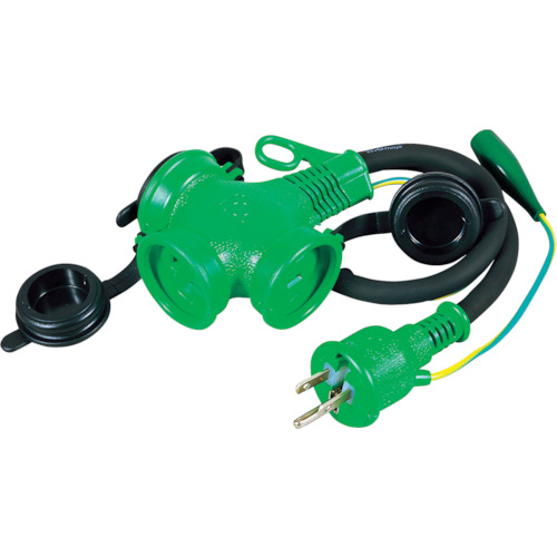 日動　トリプルポッキン延長コード　防雨型トリプルポッキン　アース付　防雨キャップ付　０．５ｍ（PPTW0.5E）※代引き決済不可