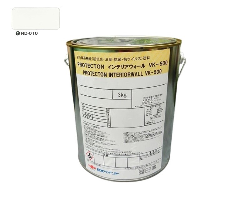 ＰＲＯＴＥＣＴＯＮインテリアウォール　VK500　ＮＤ－０１０　3kg【日本ペイント】室内塗料　ウイルス対策　上塗　淡彩