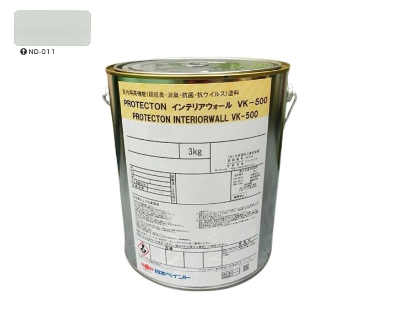 ＰＲＯＴＥＣＴＯＮインテリアウォール　VK500　ＮＤ－０１１　3kg【日本ペイント】室内塗料　ウイルス対策　上塗　淡彩