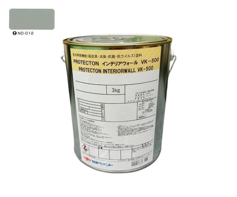 ＰＲＯＴＥＣＴＯＮインテリアウォール　VK500　ＮＤ－０１２　3kg【日本ペイント】室内塗料　ウイルス対策　上塗　淡彩