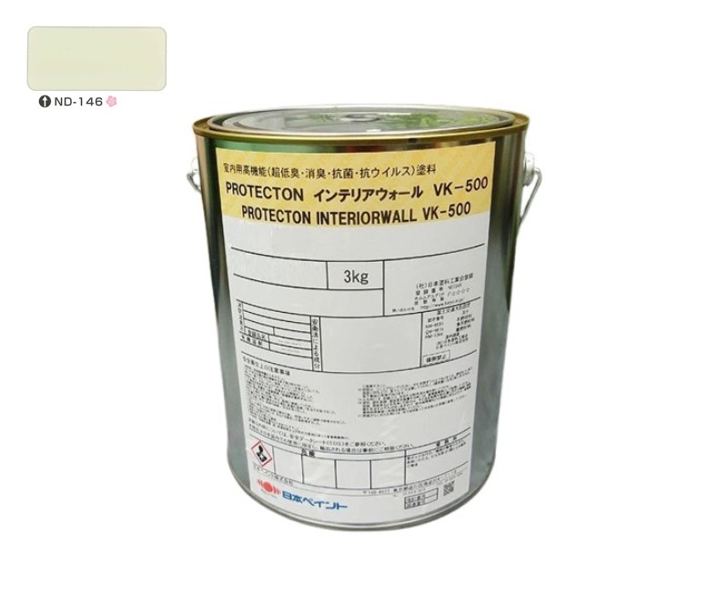 ＰＲＯＴＥＣＴＯＮインテリアウォール　VK500　ＮＤ－１４６　3kg【日本ペイント】室内塗料　ウイルス対策　上塗　淡彩
