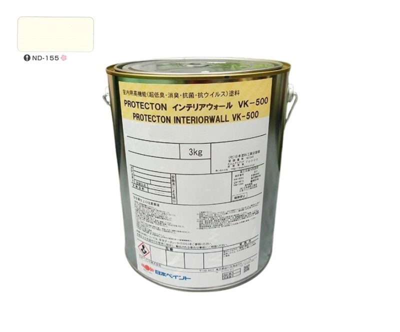 ＰＲＯＴＥＣＴＯＮインテリアウォール　VK500　ＮＤ－１５５　3kg【日本ペイント】室内塗料　ウイルス対策　上塗　淡彩