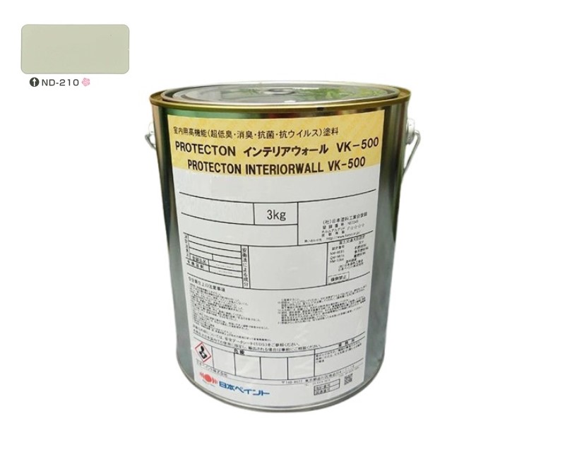 ＰＲＯＴＥＣＴＯＮインテリアウォール　VK500　ＮＤ－２１０　3kg【日本ペイント】室内塗料　ウイルス対策　上塗　淡彩