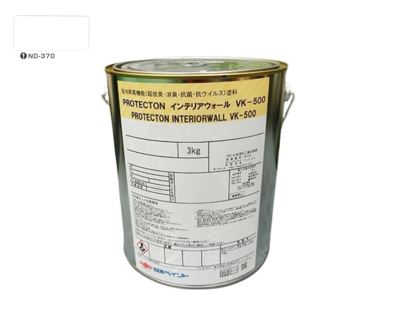 ＰＲＯＴＥＣＴＯＮインテリアウォール　VK500　ＮＤ－３７０　3kg【日本ペイント】室内塗料　ウイルス対策　上塗　淡彩