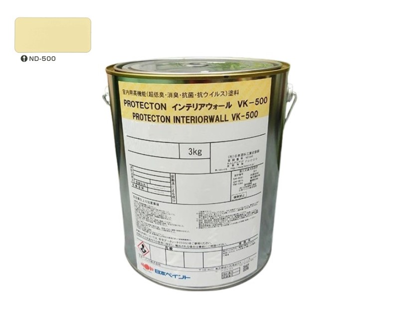 ＰＲＯＴＥＣＴＯＮインテリアウォール　VK500　ＮＤ－５００　3kg【日本ペイント】室内塗料　ウイルス対策　上塗　淡彩
