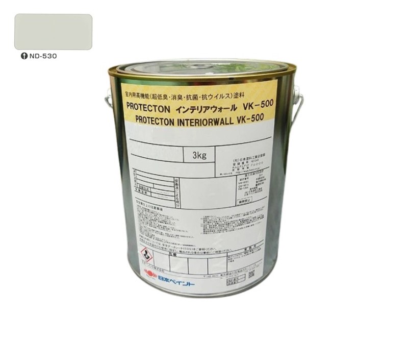 ＰＲＯＴＥＣＴＯＮインテリアウォール　VK500　ＮＤ－５３０　3kg【日本ペイント】室内塗料　ウイルス対策　上塗　淡彩
