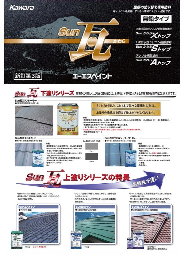 SUN瓦 Xトップ 上塗 シルバーブラック 主剤+硬化剤16kgセット 【エーエスペイント】