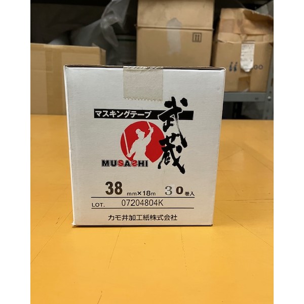 【アウトレット／在庫限り】武蔵　車輛塗装用マスキングテープ　38mm　1箱(30巻入り)【カモ井加工紙】キャンセル・返品不可 商品画像要確認 売切り終了品