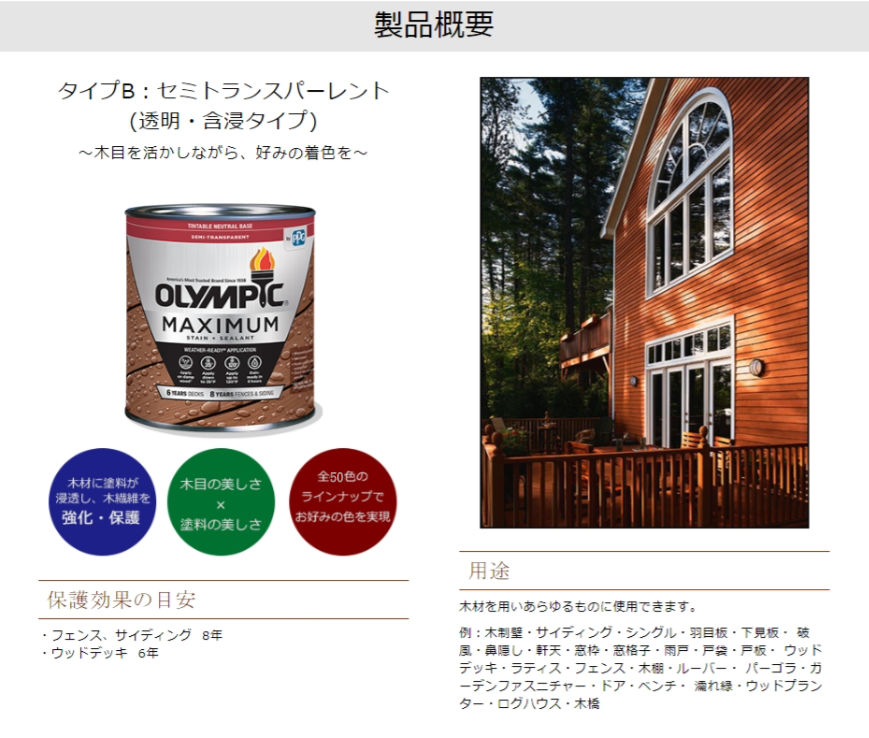 オリンピックマキシマム　セミトランスパーレント　3.78L（半透明・含浸タイプ）No.4 スモークブルー（908）【全50色】