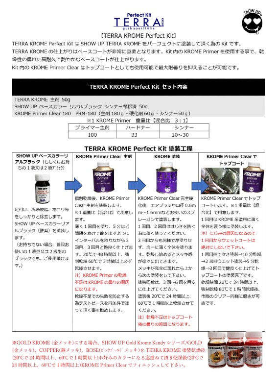 TERRA KROMEパーフェクトキット(TRK-PK）　1セット【SHOW UP】塗装　自動車　バイク　ホビー　DIY