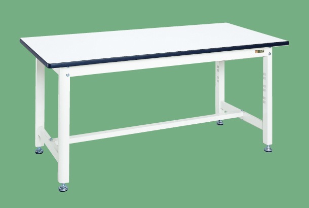 中量作業台（扇形支柱・パールホワイト）（ＫＦ－６９Ｗ）Ｗ１８００×Ｄ７５０×Ｈ７００【サカエ】※代引決済不可、個人宅配送不可
