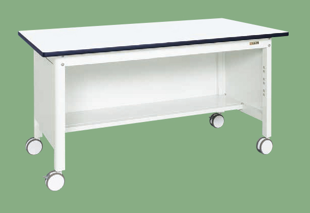 中量作業台（扇形支柱,移動式,三方パネル）（ＫＦ－５９ＰＲＤＷ）Ｗ１５００×Ｄ７５０×Ｈ７７６【サカエ】※代引決済不可、個人宅配送不可