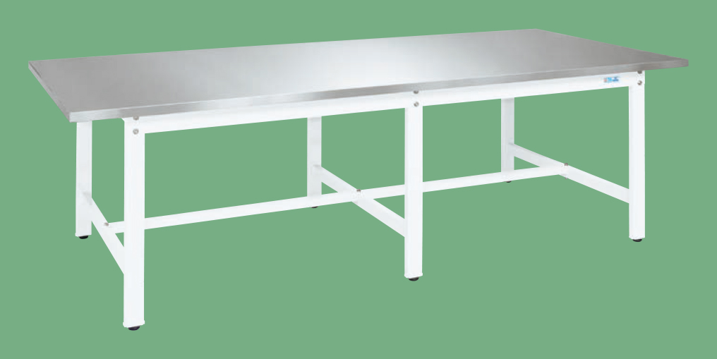 大型作業台（パールホワイトステンレスカブセ天板仕様）（ＳＵＳ４－２４１１ＨＣＷ）【サカエ】※代引決済不可、個人宅配送不可