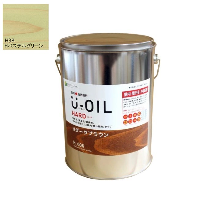 U-OIL(ユーオイル)　ハード　パステルグリーン（Ｈ38）3.8Ｌ【株式会社シオン】屋内・屋外共用