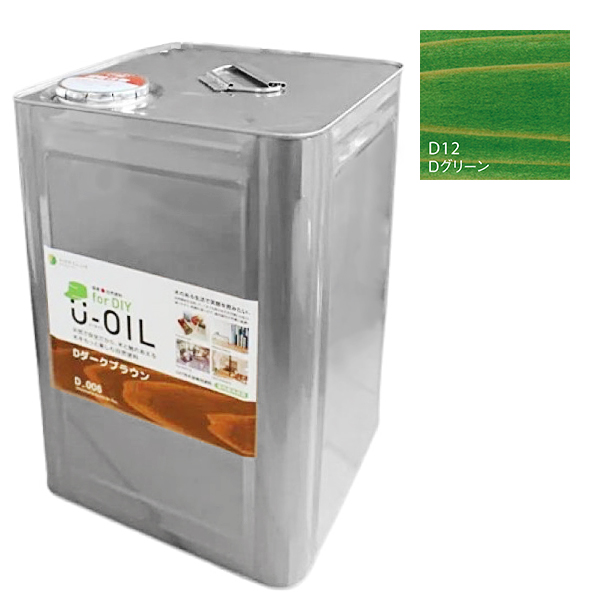 U-OIL(ユーオイル)　for DIY　グリーン（D12）18L【株式会社シオン】屋内・屋外共用　木部用