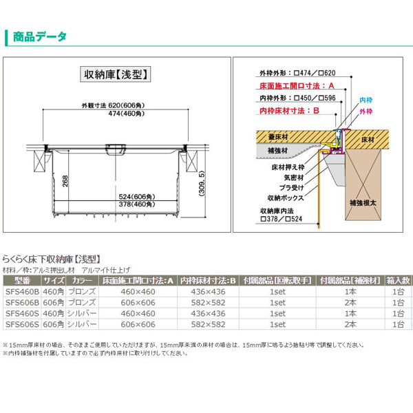 SPG　らくらく床下収納庫　SFS606B　ブロンズ　浅型　606角【SPG】