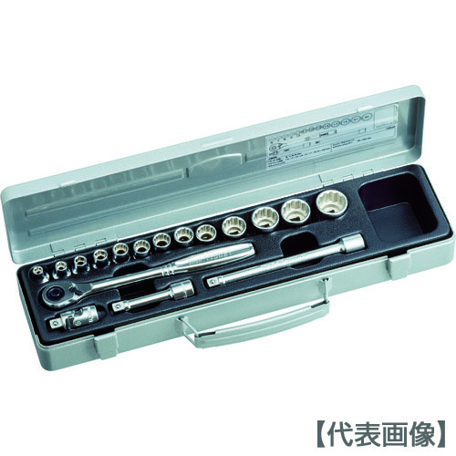 ＴＯＮＥ　ソケットレンチセット　差込角９．５ｍｍ　１７点セット　６角　１２角（1560M）116-5496【ＴＯＮＥ（株）】