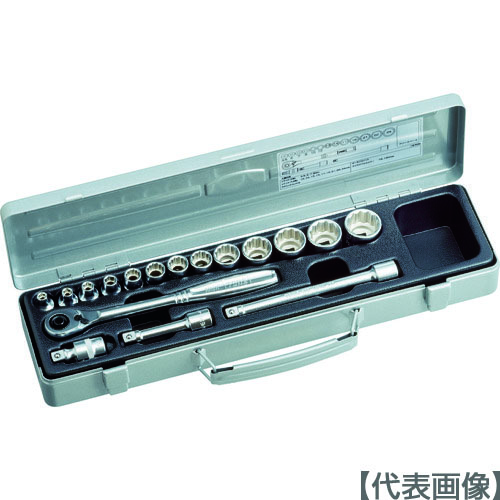 ＴＯＮＥ　ソケットレンチセット　差込角９．５ｍｍ　１７点セット　６角（５．５ｍｍ～）　１２角（1570M）116-5518【ＴＯＮＥ（株）】
