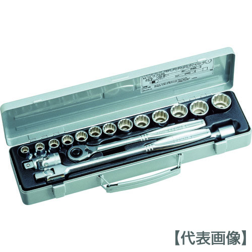 ＴＯＮＥ　ソケットレンチセット（インチ）　吋目　差込角１／２　１７点セット（750）116-5780【ＴＯＮＥ（株）】