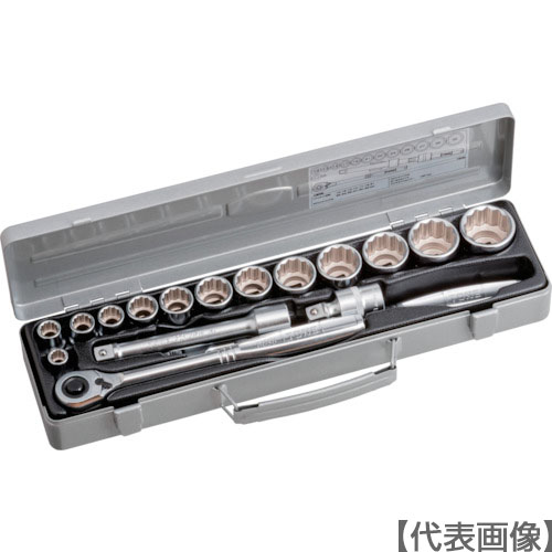 ＴＯＮＥ　ソケットレンチセット　差込角１２．７ｍｍ　１７点セット　１２角（１０ｍｍ～）（760M）116-5763【ＴＯＮＥ（株）】