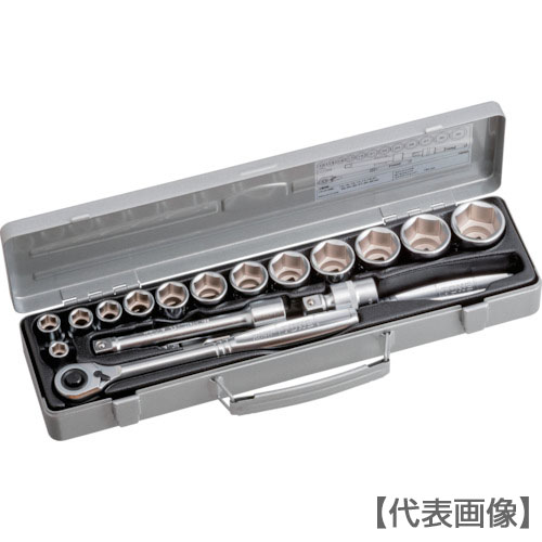 ＴＯＮＥ　ソケットレンチセット　差込角１２．７ｍｍ　１７ｐｃｓ　６角（１０ｍｍ～）（760MS）369-7142【ＴＯＮＥ（株）】
