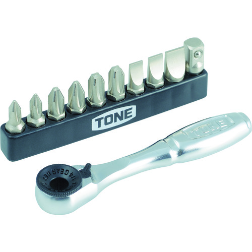 ＴＯＮＥ　オフセット式ラチェットドライバー　ビットラチェットセット　１１点セット（BR10S）412-5126【ＴＯＮＥ（株）】