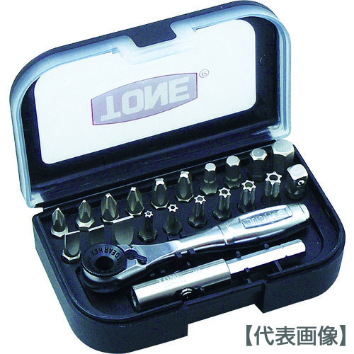 ＴＯＮＥ　オフセット式ラチェットドライバー　ビットラチェットセット　７ｐｃｓ　（２２個）（BRS20）389-3413【ＴＯＮＥ（株）】